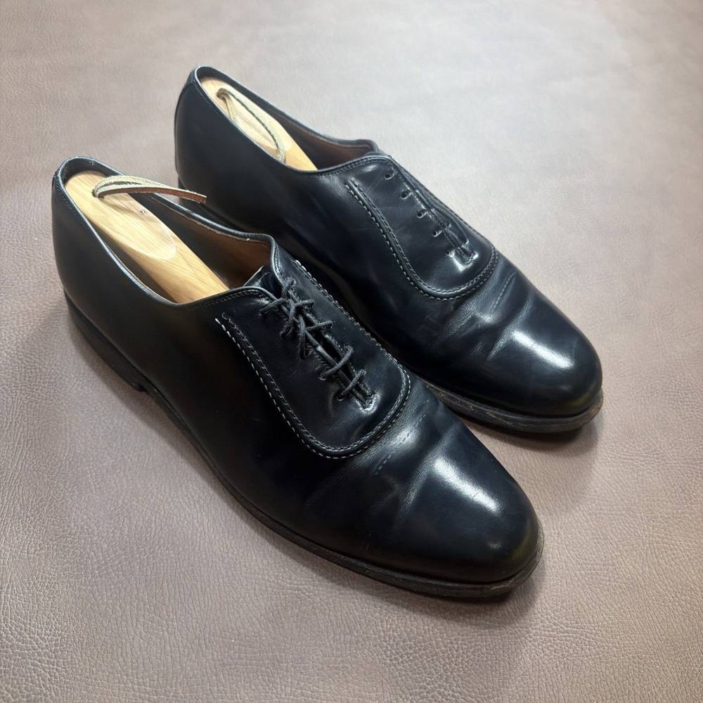 Allen Edmonds "Belgium" Black Leather Oxfords Made in USA 10.5D W/ Shoe Trees!